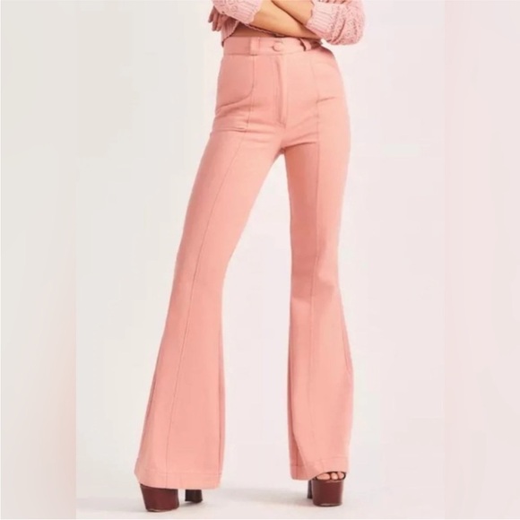 LoveShackFancy Pants - LoveShackFancy Meyerson High Waist Flare Leg Pants Size 6